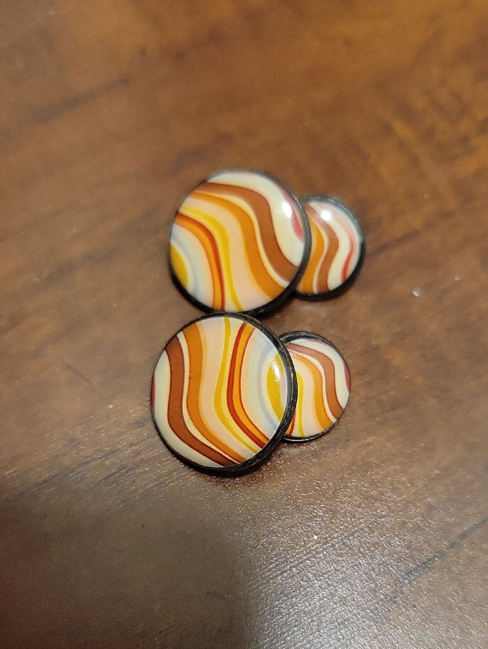 Paul Smith Retro Wavy Enamel Cufflinks Orange, Yellow, Cream, Brown